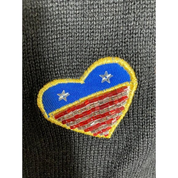 The Quacker Factory USA Patriotic Womens 2XL Black Button Cardigan Sweater Beads - Picture 8 of 11